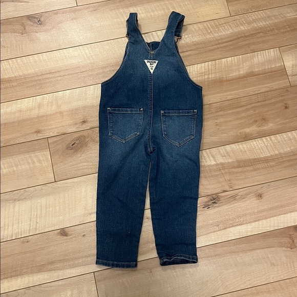 OshKosh B'gosh Blue Denim Overalls with floral Embroidery - Picture 2 of 3